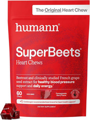 humann SuperBeets Heart Chews 60 Pomegranate Berry w/ Beet Root, Grape Seed