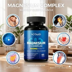 vYouth Magnesium 7-Complex 1000mg Sleep Support 60 Vegetarian Capsules