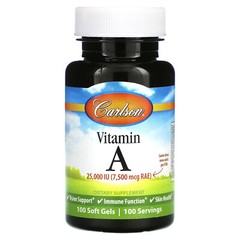 Carlson Labs Vitamin A 25 000 IU 100 Soft Gels Gluten-Free, Preservative-Free,
