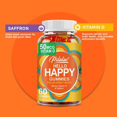 Hello Happy Gummies – Optimistic Mood, Reduce Fatigue – with Vitamin D & Saffron