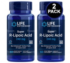 Life Extension Super R-Lipoic Acid 240mg 60 Vegetarian Capsules 2-PACK