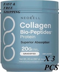 2 BOTTLES–NEW NeoCell Collagen Bio-Peptides Protein Supplement Grass Fed,-20Oz