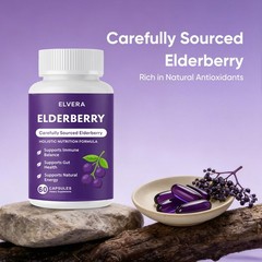 Elvera – Gut Support Complex Elderberry Organic Black Elderberry Soft Capsules