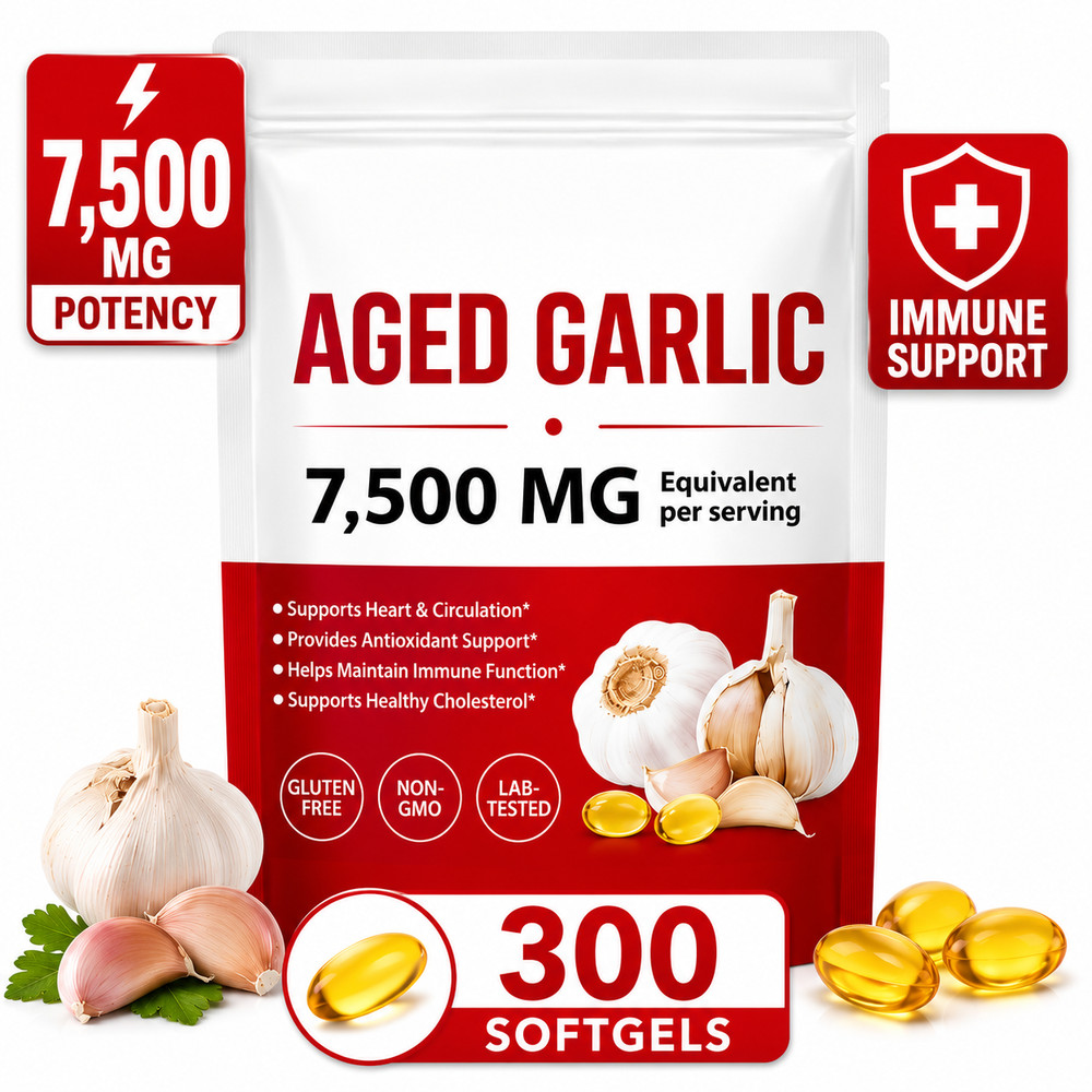 1 PACK Elare Aged Garlic Extract, 300 Softgels, 7500mg Odorless | Heart & Immune