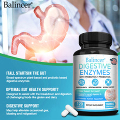 Digestive Enzymes w/ Prebiotic & Probiotics, Gas, Constipation & Bloating Relief