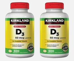 2pk Kirkland Signature Extra Strength D3 50 mcg,(2000 IU) 600 Softgels