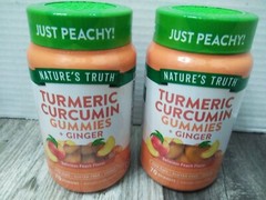 Turmeric Curcumin + Ginger, Natural Peach, 70 Vegan Gummies EA (2PK BUNDLE)