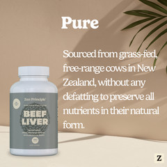 Ultra-Pure Desiccated Beef Liver Capsules, Grass-Fed, Cows. No GMO or Hormones.