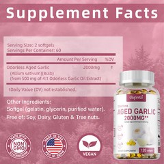 Odorless Aged Garlic-Immune Support,Heart Health,Antioxidant,Gluten-free,Non-GMO