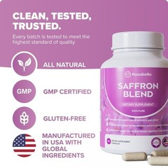 3 Rosabella 88mg Supplement Saffron for Mental Clarity Digestion Positive Mood
