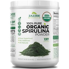 Zazzee USDA Organic Spirulina Powder, 16 Ounces 1 LB, 137 Servings, Certified…