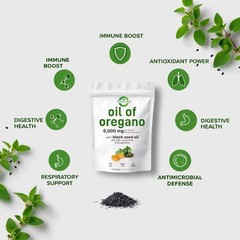 Oil of Oregano Softgels with Black Seed Oil – 6000mg Oregano Oil { Pack of 2 }