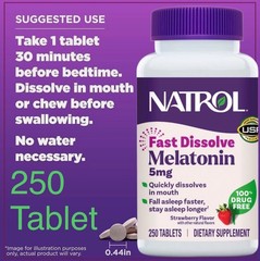 Natrol Melatonin 5 mg, 250 Tablets, Fast Dissolve Tablets, Melatonin