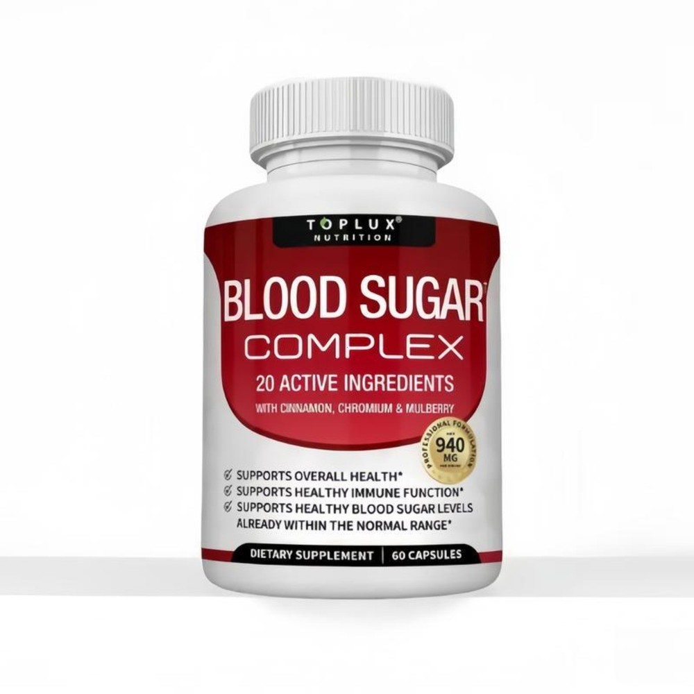Toplux Nutrition Blood Sugar Complex | 60 Capsules with 20 Active Ingredients