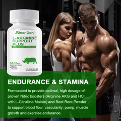 Nitric Oxide Booster L-Arginine, L-Citrulline 3000mg 240 Caps HIGHEST POTENCY