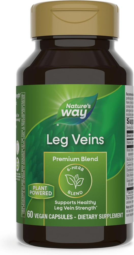 Nature’s Way Leg Veins, Supports Healthy Leg Vein Strength, 60 Vegan Capsules