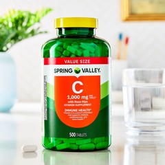 Spring Valley Vitamin C Rose Hips 1000mg 500 Count Dietary Supplement Tablets