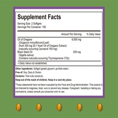 1pack Oil of Oregano & Black Seed Softgels Count ,Immune Support,180/300 capsule