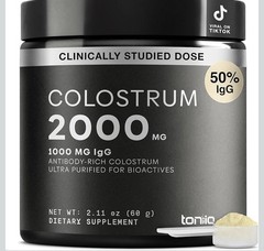 Toniiq Farm-to-Jar Colostrum Powder 50% IgG Immune Gut Support 30 Servings