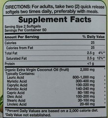 Nature’s Truth Extra Virgin Coconut Oil Quick Release Softgels 1000mg 100 Count