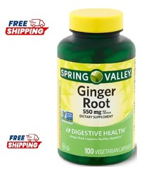Ginger Root Digestive Health Supplement Capsules, 550mg, 100 Count