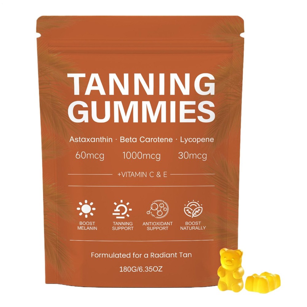 Tanning Gummies 180g Astaxanthin Beta Carotene Vegan Skin Melanin Boost~
