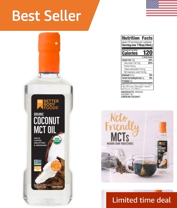 Versatile Coconut MCT Oil – Energy Boosting, Tasteless & Keto-Friendly – 16.9 oz