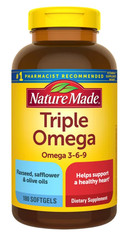 Nature Made Triple Omega 3 6 9 Softgels 180 Count Flaxseed Oils