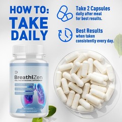 (2 Pack) Breathizen Advanced Lungs Support Supplement Breathi Zen 120 Capsules