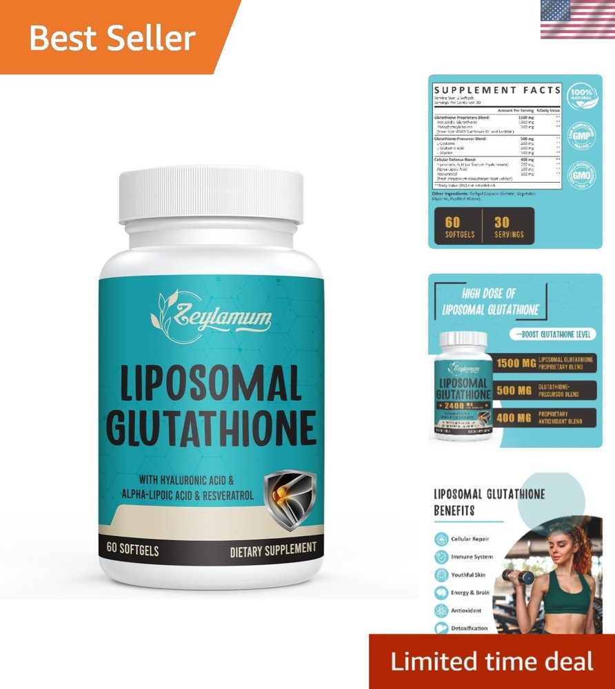 2400 MG Liposomal Glutathione Softgels, Max Absorption, Active Form L-Glutath…