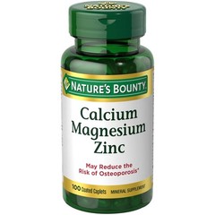 Nature’s Bounty Calcium Magnesium & Zinc Caplets, 100 Count (Pack of 1)