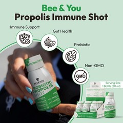 Bee and You Propolis Immune Shot, Probiotic, Vitamin 0.14 Fl Oz (Pack of 12)