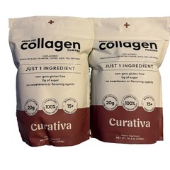 TWO PACK Curativa Grass-fed Collagen Peptides 20 g Pure Collagen, 300g Pouch