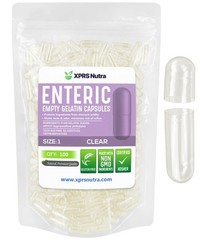 XPRS Nutra Size 1 Empty Enteric Capsules Clear Gelatin 100 Count Delayed Release