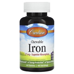 Chewable Iron, Natural Grape, 27 mg, 60 Tablets