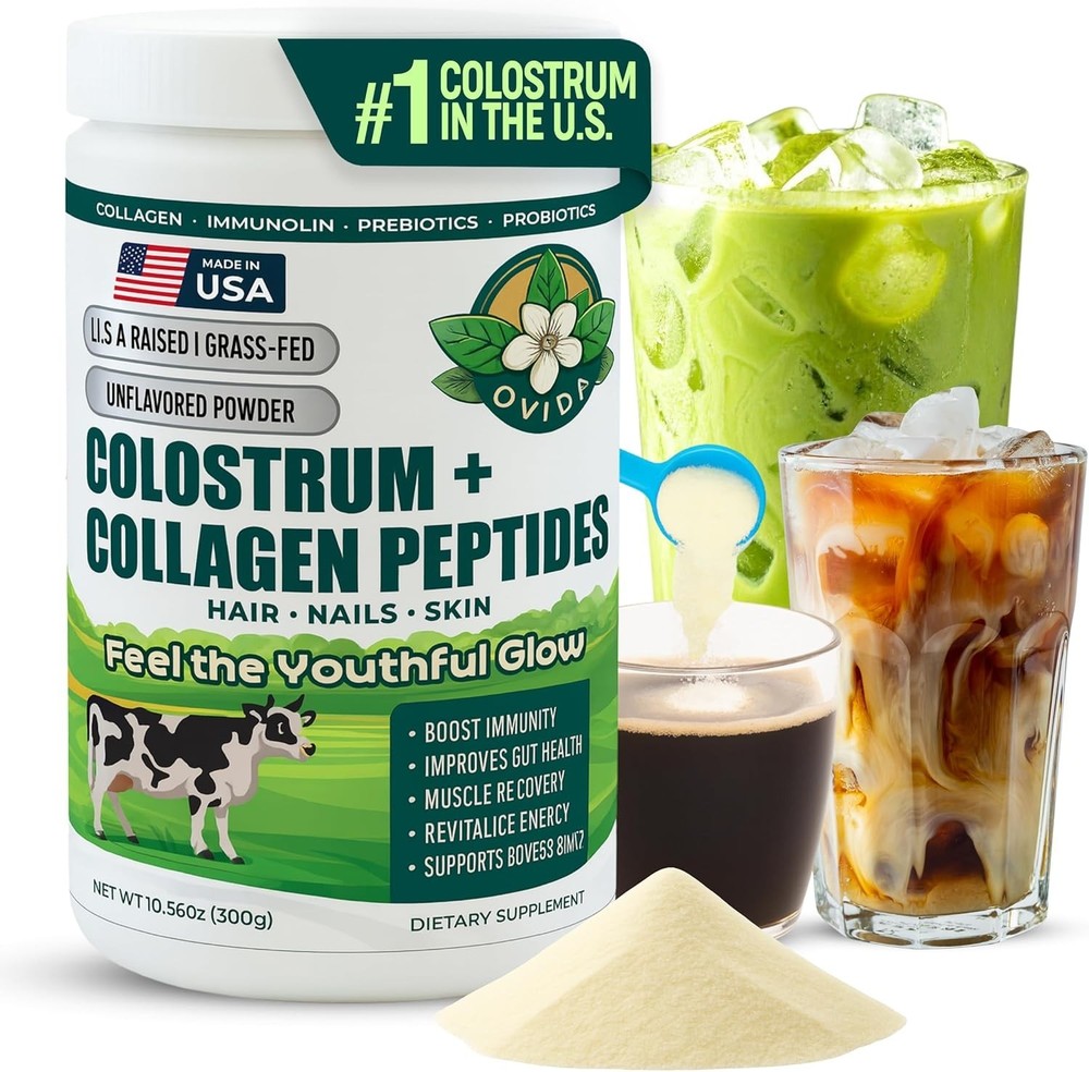 Bovine Colostrum Powder Grass Fed – Collagen Peptides 300g Unflavored Non-GMO