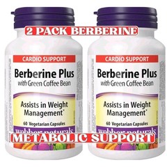 Webber Naturals Berberine Plus 2 Pack 60 Caps (120 Total) Green Coffee Bean