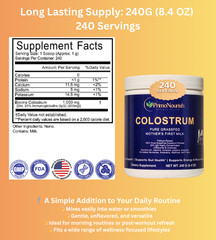 LARGE Grass-Fed Bovine Colostrum Powder – 240g (8.4 oz) – Immune & Gut Support
