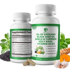 Oregano Oil Capsules with Black Seed Oil, Garlic Oil High Concentrated Carvacrol