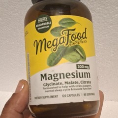 MegaFood Magnesium 300 mg Highly Absorbable Glycinate Malate Citrate 120