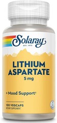 Solaray Lithium Aspartate (5 mg) 100 Vegetarian Capsules Each (Pack of 3)