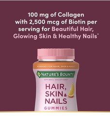 Nature’s Bounty Hair Skin Nails Biotin 2500mcg Collagen 100mg 90 Gummies New