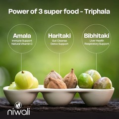 Niwali Organic Triphala with Senna & Amla 60 Veggie Capsules | Colon Cleanse Det