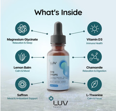 (3 Pack) LUV Health Zen Drops Calm Relaxation Support-Magnesium Glycinate [USA]