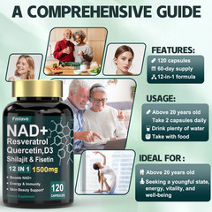 NAD Supplement, 1500Mg – Liposomal NAD+ Supplement with Resveratrol, Nad plus US