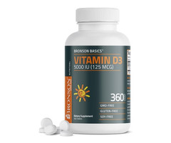 Bronson Vitamin D3 5000IU (125Mcg) Healthy Muscle Function & Immune, 360 Tablets