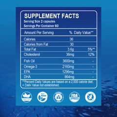(1-4 Pack)Omega 3 Fish Oil Capsules 3x Strength 3600mg EPA & DHA,Highest Potency