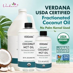 Verdana USDA Certified Organic Coconut MCT Oil –Fractionated Coconut Oil – No Pa
