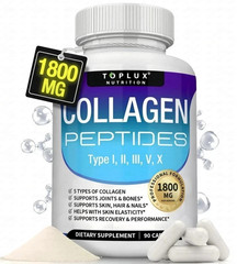 Toplux Multi Collagen Peptides 1800mg Type I II III V X Skin Hair Joint Sup