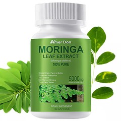 Organic Moringa Leaf Oil Capsule 5,000mg for Immune,Metabolism Support 60Capsule